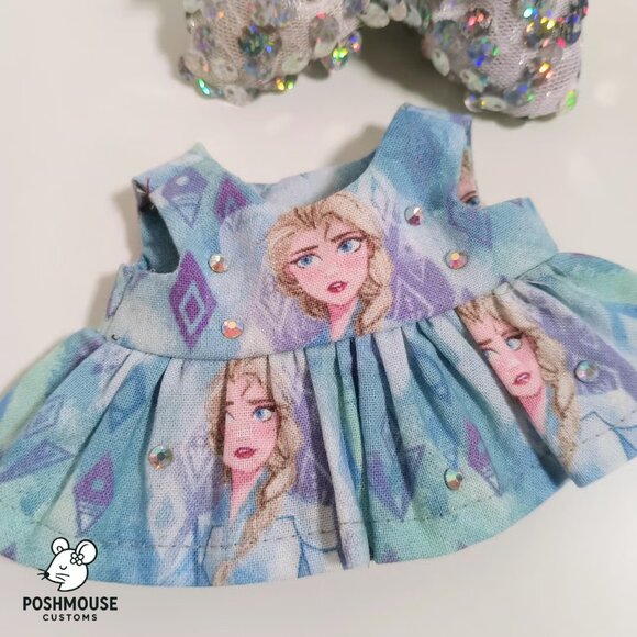 Disney Frozen Elsa Dress with Sparkle Sequin Bow Labubu Outfit - Picture 4 of 7